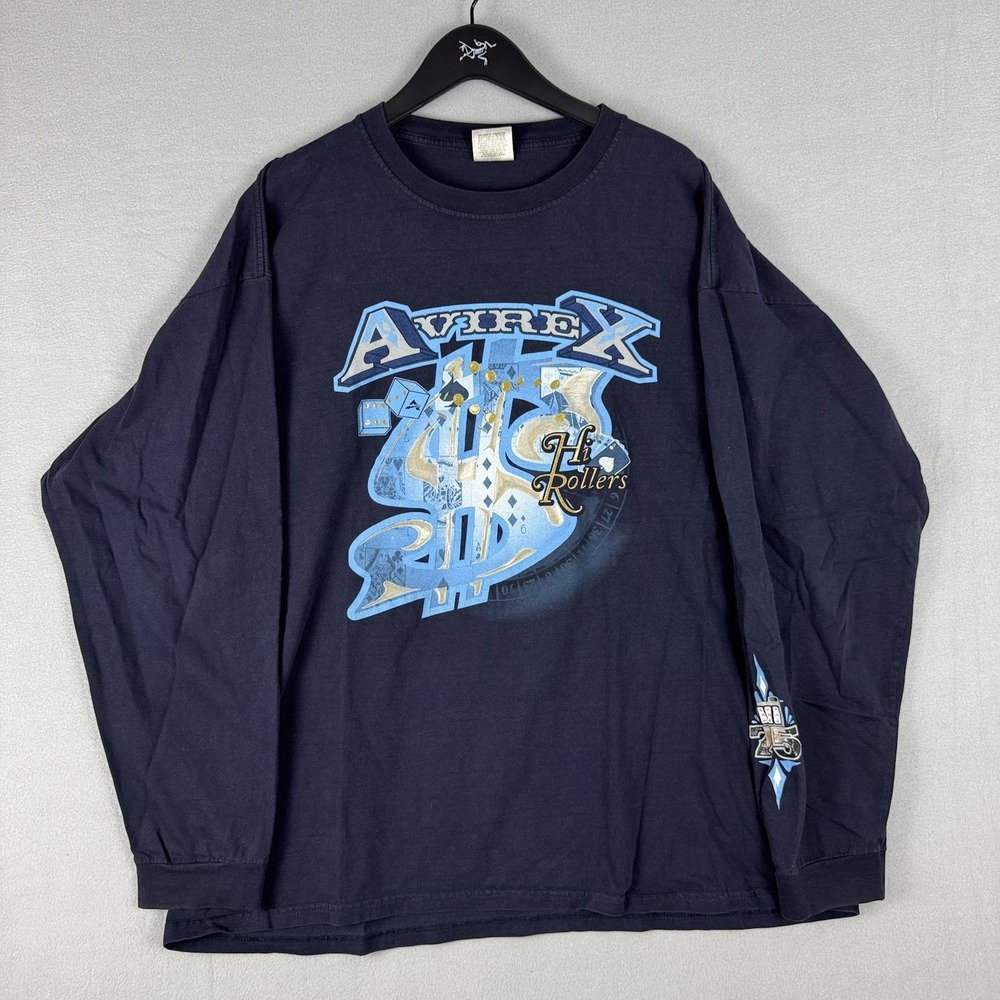 Vintage Avirex Men's Long Sleeve Shirt Graphic Logo Mens Size XXL Y2K Grunge